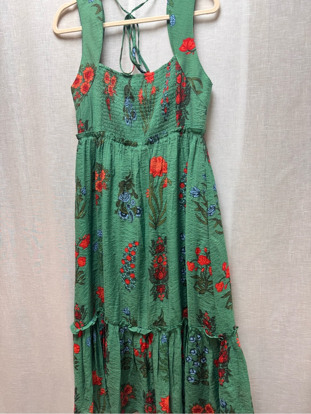 THML Teal Floral Dress with Red and Coral Blooms - Picture 3 of 3